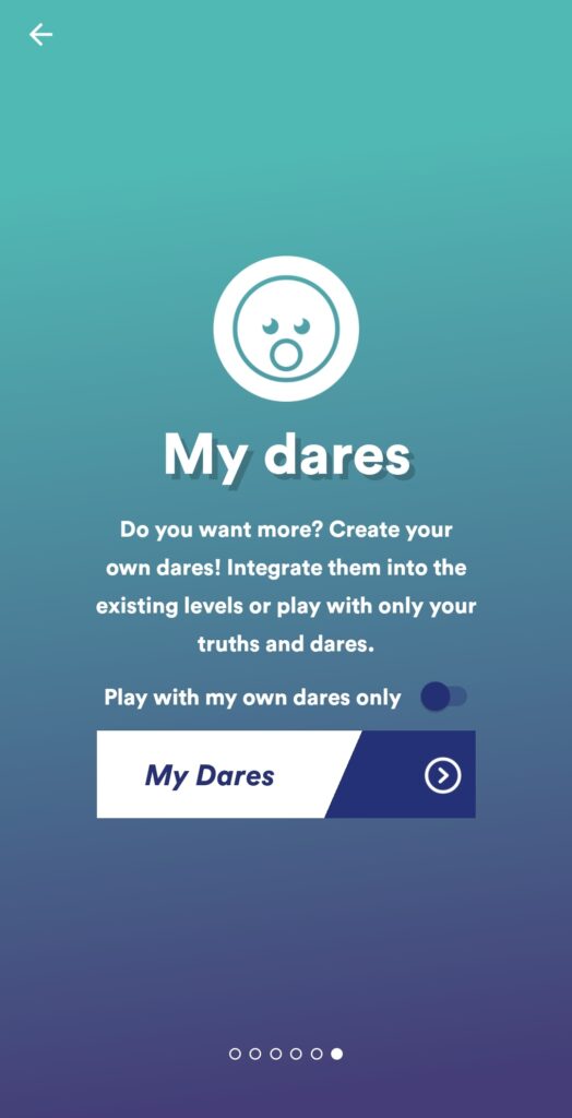 The view of custom dare in the Truth or Dare app