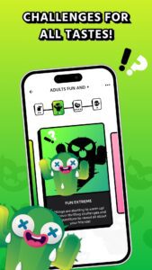 Screenshot of truth or dare game app with all categories